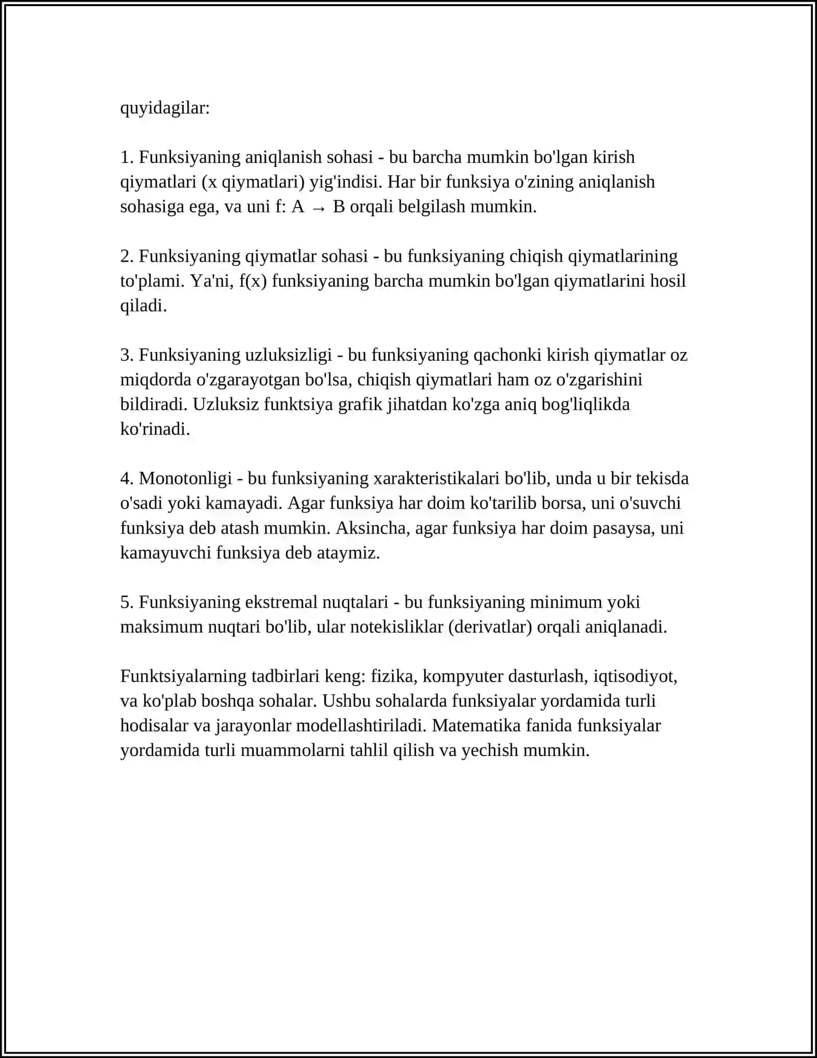 MATEMATIK FUNKSIYALAR 4