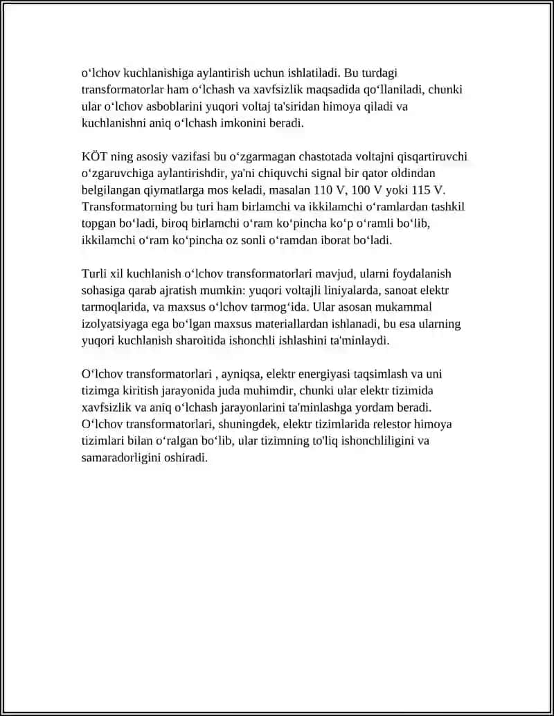 OʻLCHOV TRANSFORMATORLARI 4