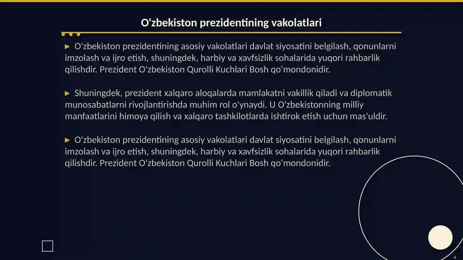 Prezidentlik lavozimi 4