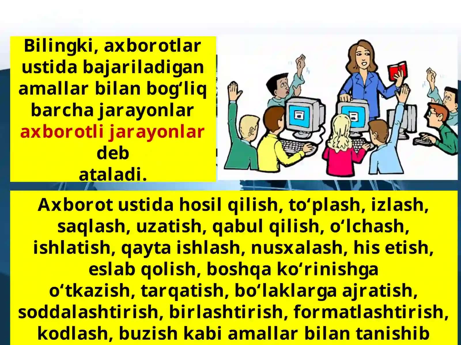 Axborotlar ustida bajariladigan amallar 4