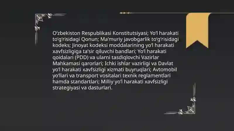 Avtomobil transportida harakat xavfsizligini taminlashning huquqiy asoslari 4