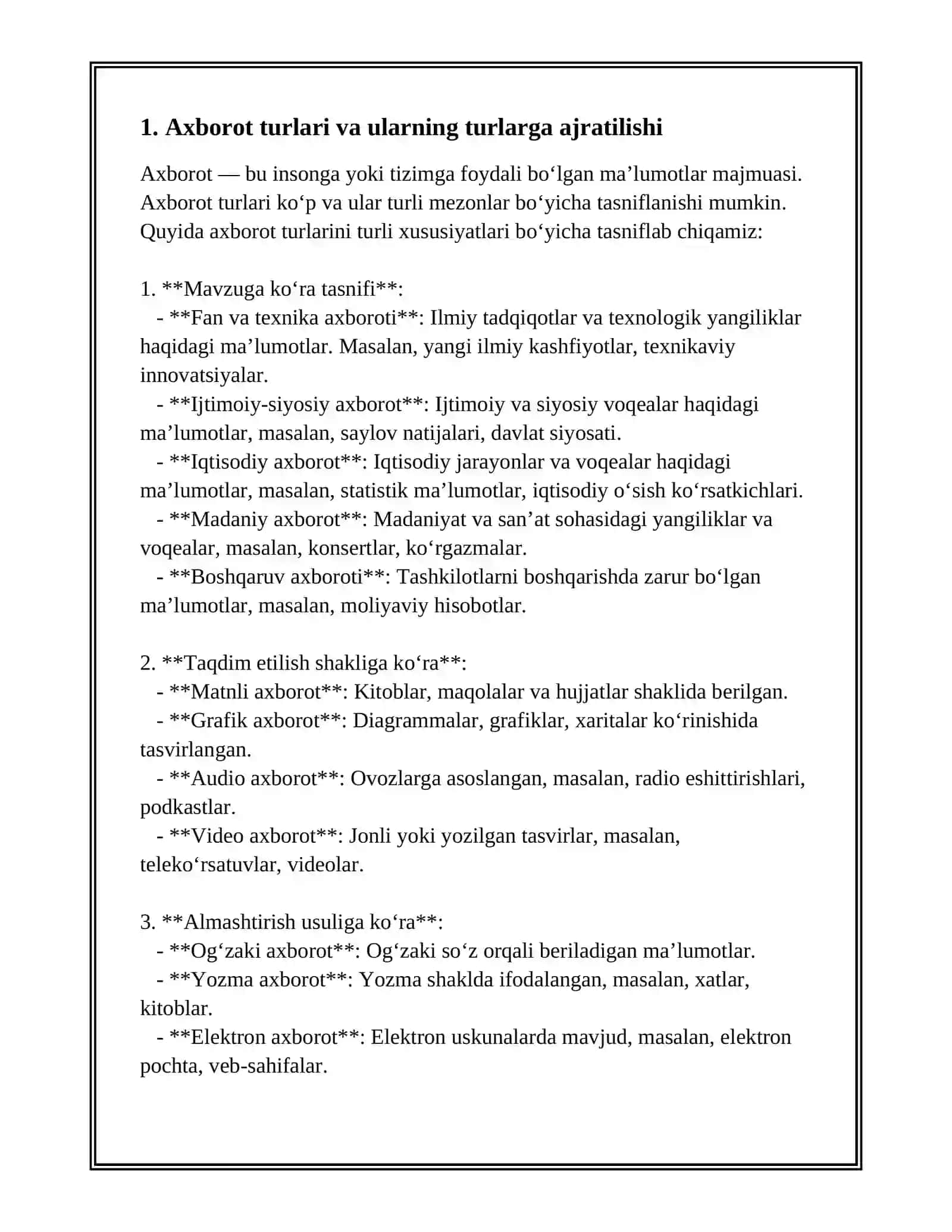 AXBOROT TURLARI VA ISHONCHLILIGI 4