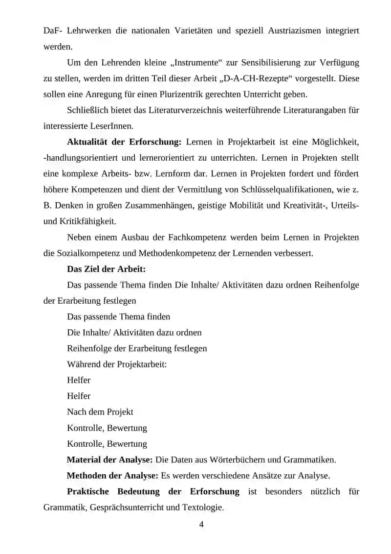 Projektarbeit im Deutschunterricht 4