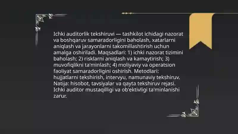 Auditorlik tekshiruvining turlari va shakllari 4