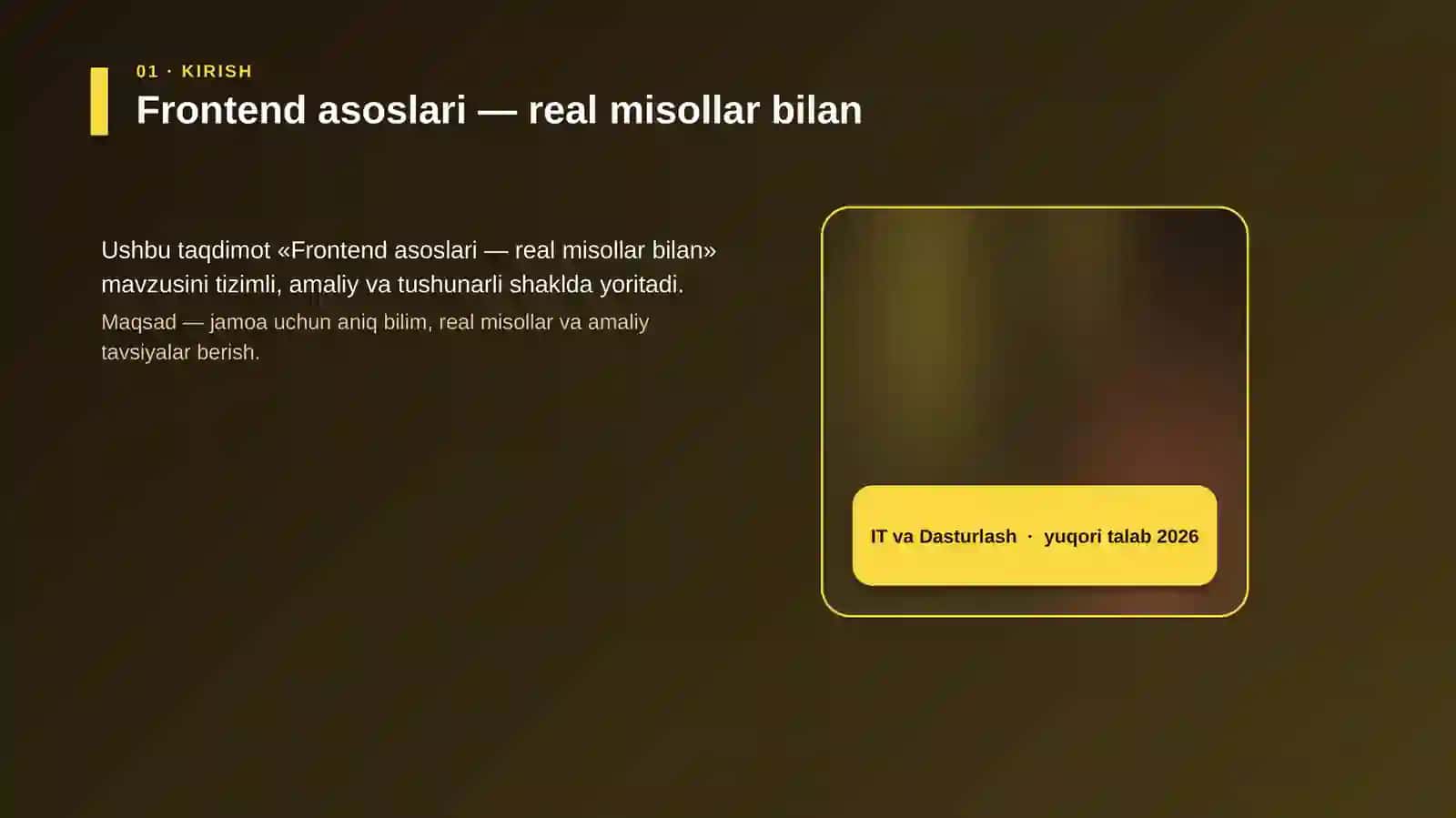 Frontend asoslari — real misollar bilan 4