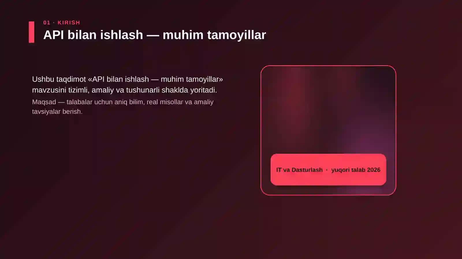 API bilan ishlash — muhim tamoyillar 4