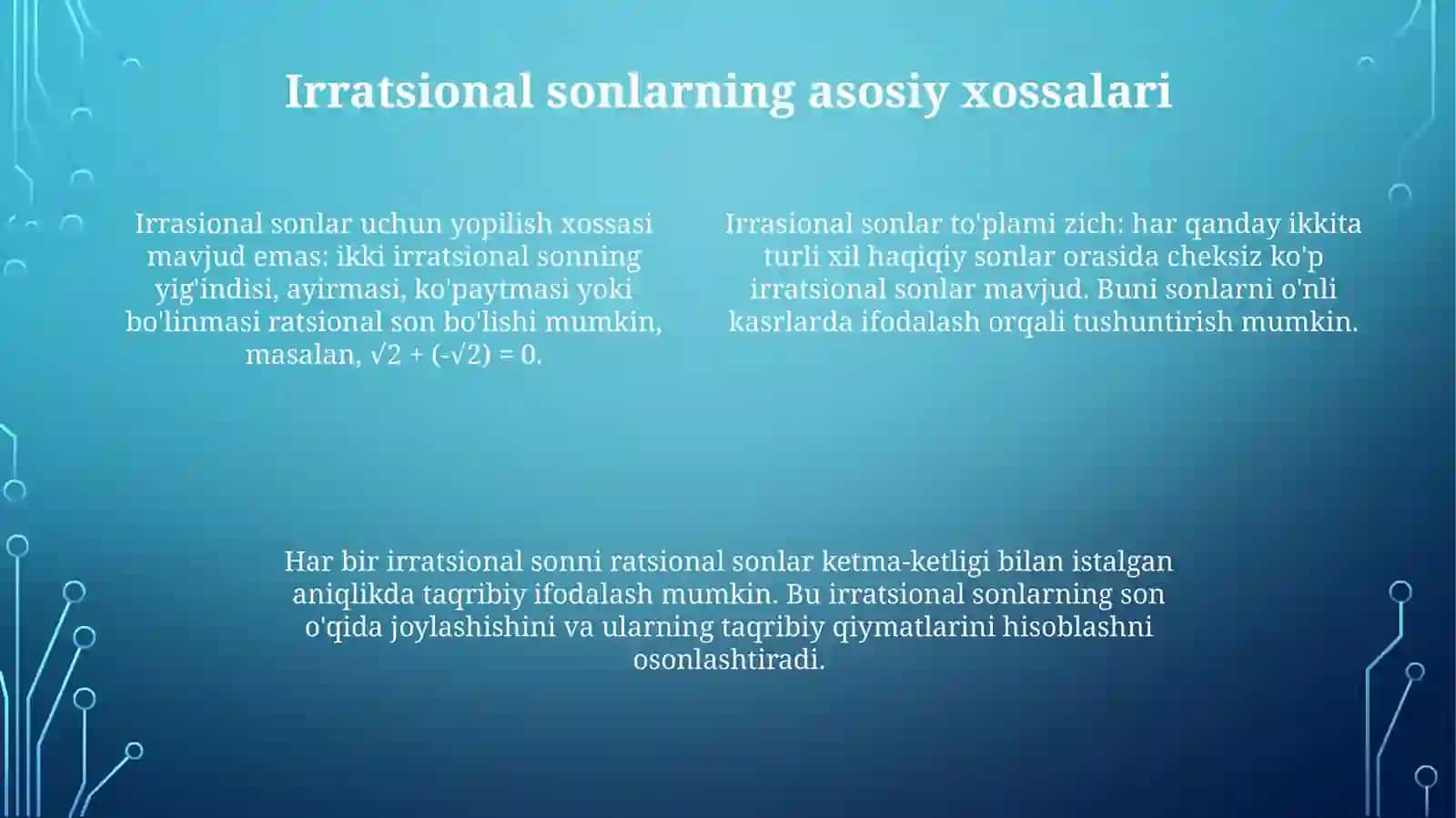 Irratsional sonlarga doir misollar yechish 4