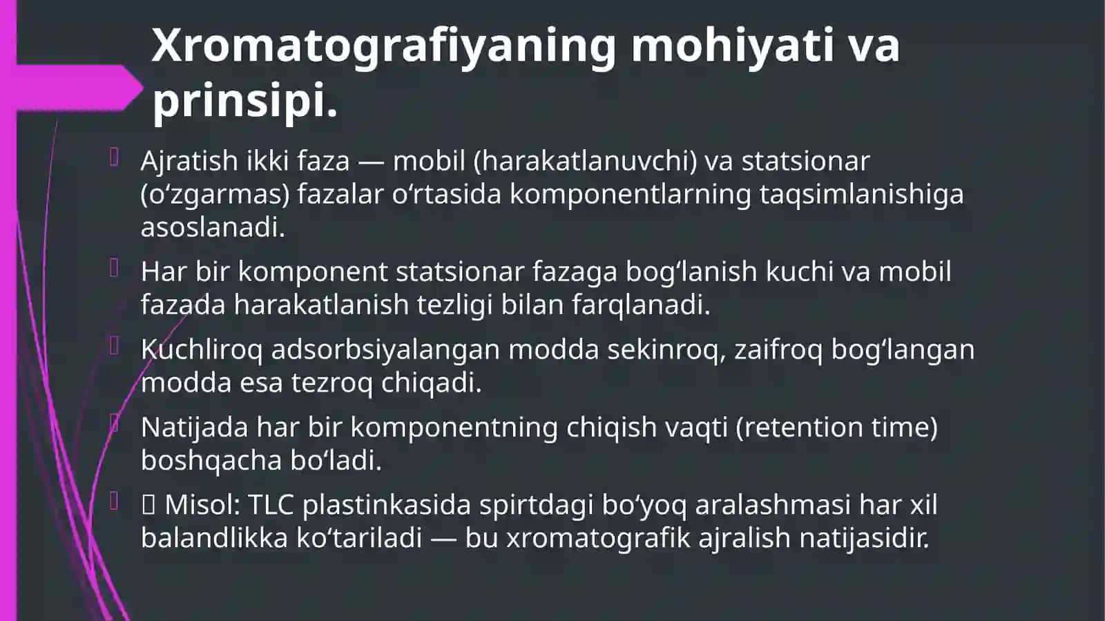 Xromatografiya usulida moddalarni ajratish 4