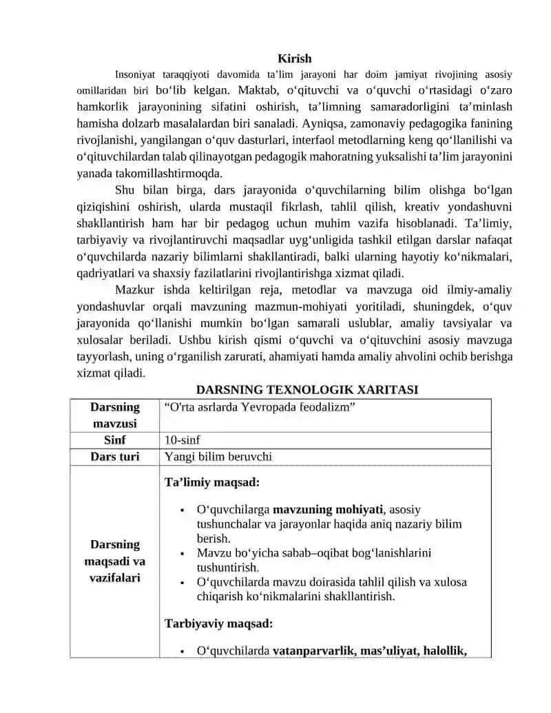 "O'rta asrlarda Yevropada feodalizm" 4