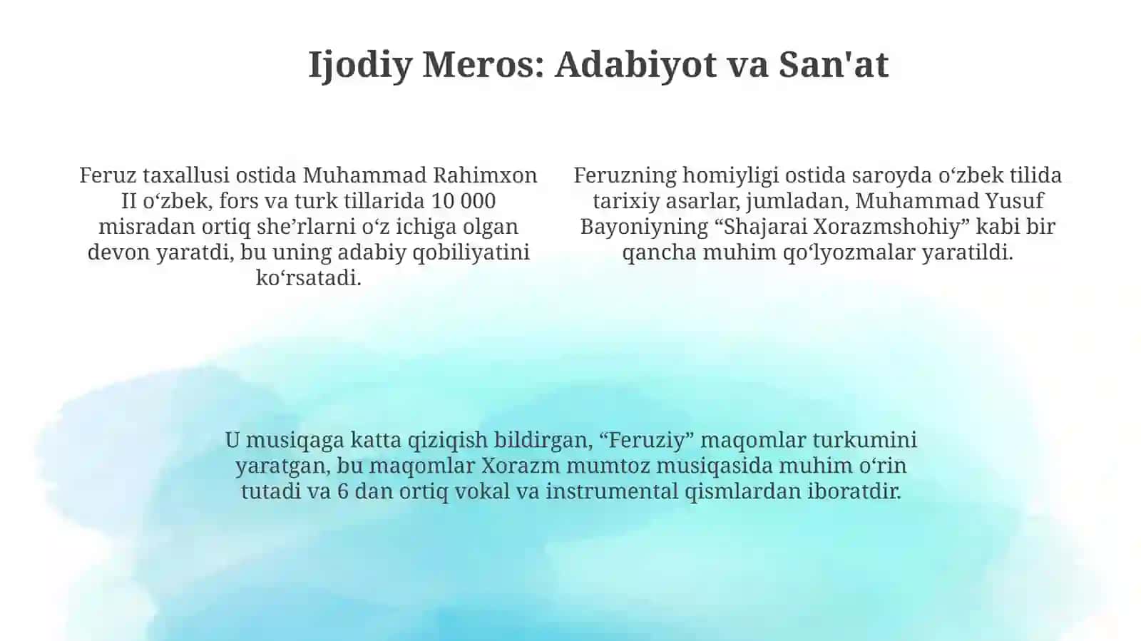 Muhammad Rahimxon//Feruz hayoti va ijodi 4