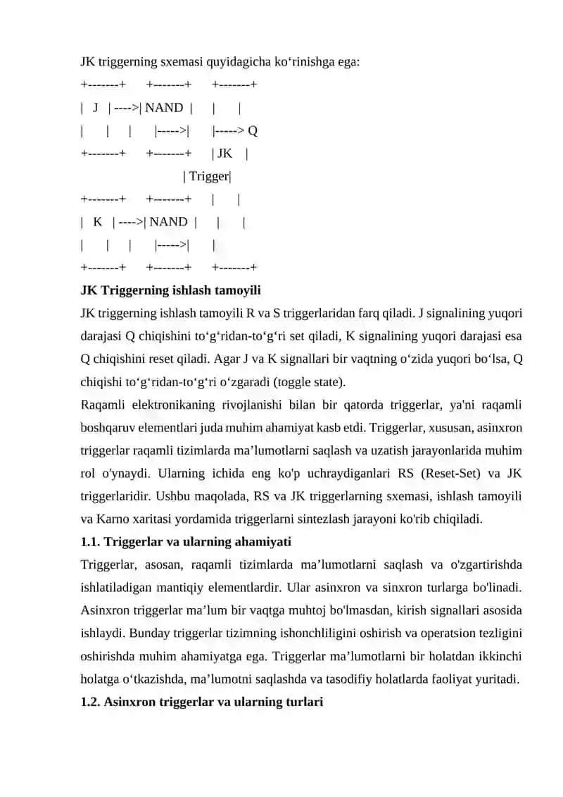Asinxron RS va JK Triggerlarning ishlash tamoyili 4