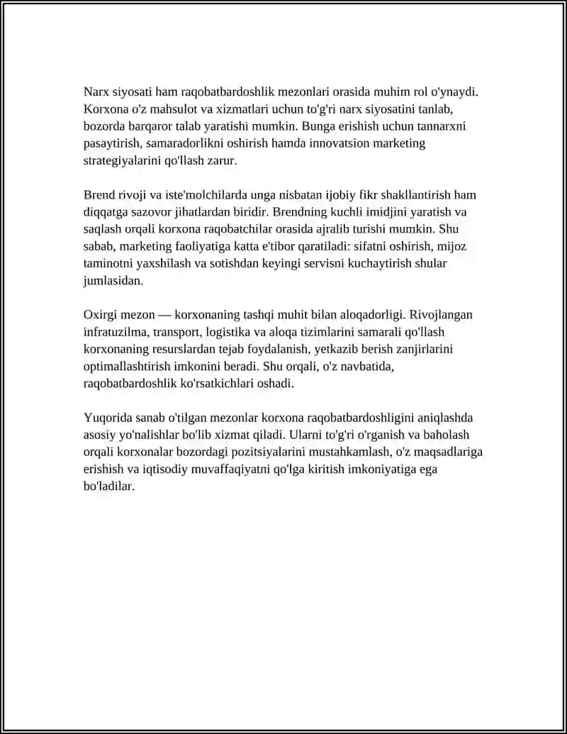 Korxona raqobatbardoshlik 4