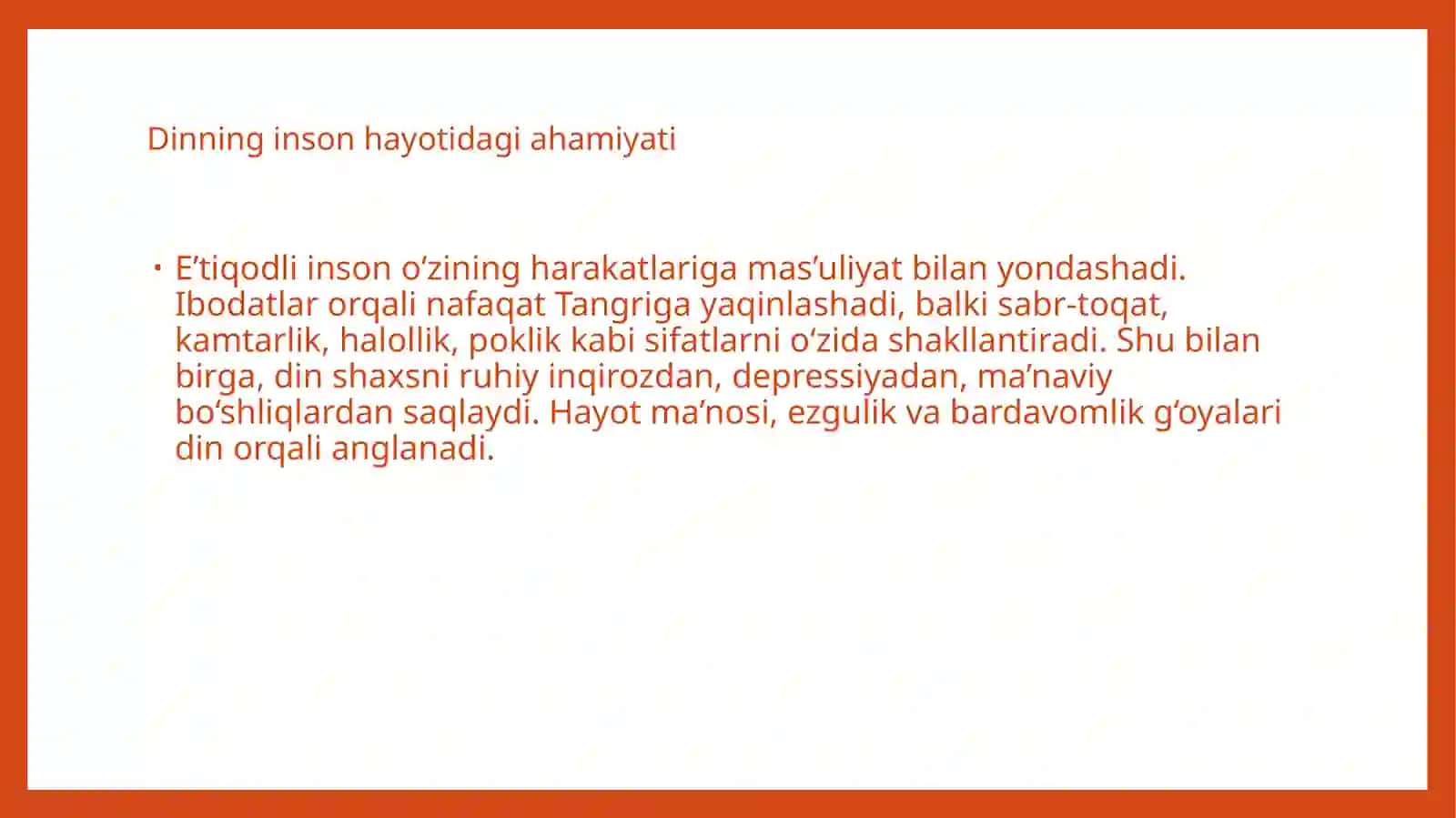 Dinningmohiyati,jamiyatvashaxshayotidagio‘rni 4