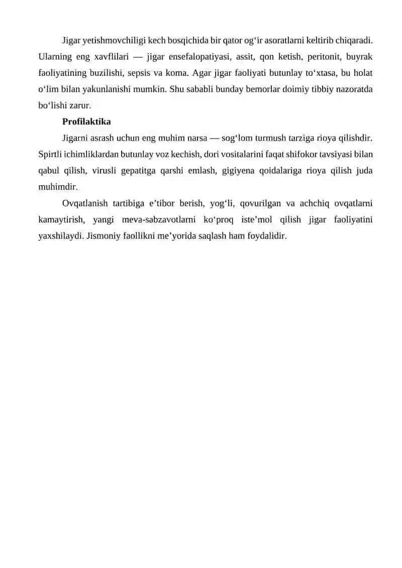 Jigar yetishmovchiligi sindromi 4