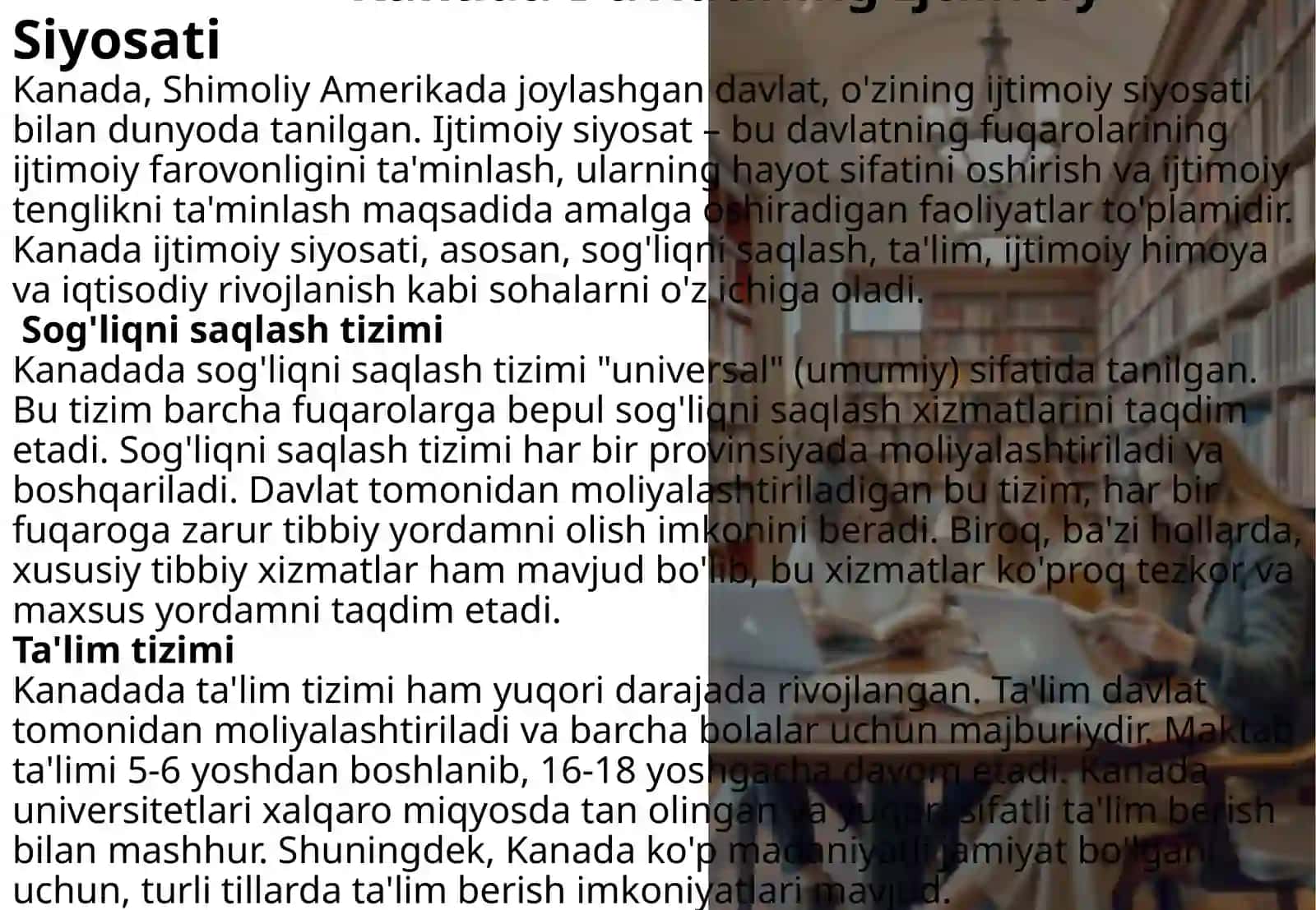 Kanada davalatining ijtimoiy siyosati 4