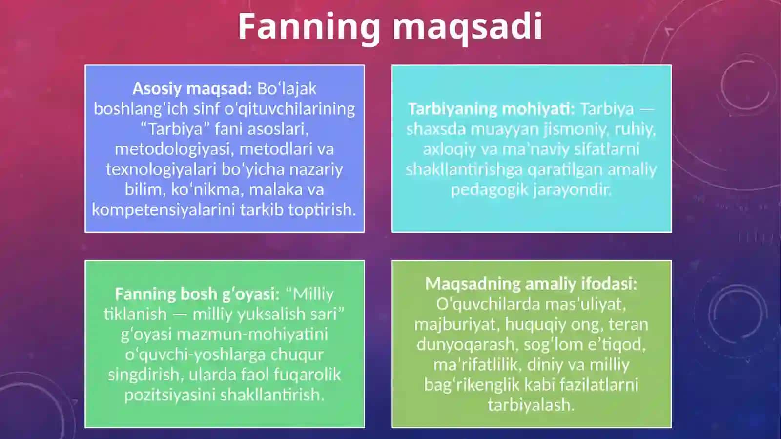 "Tarbiya" fanimazmuni 4