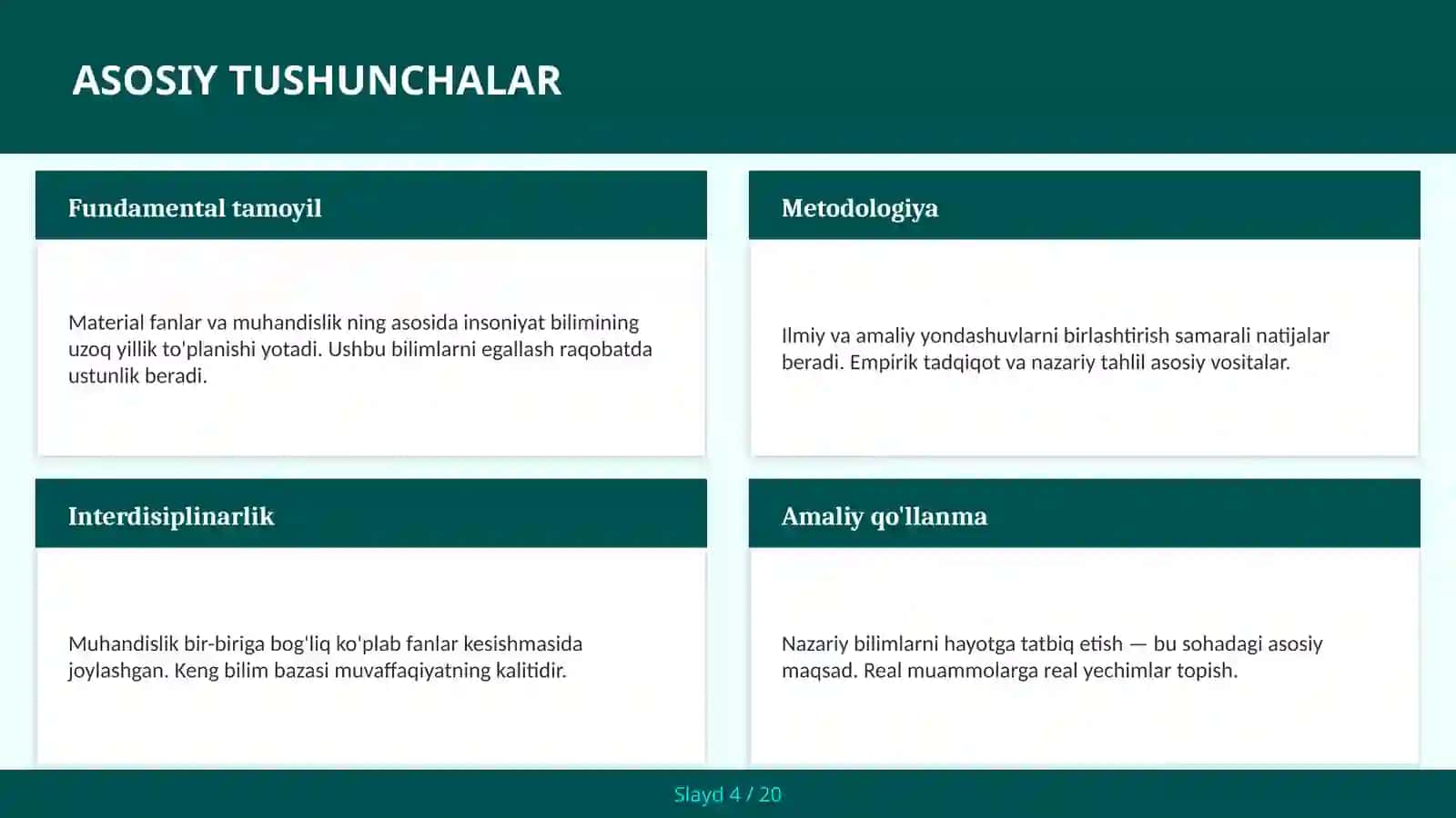 Material fanlar va muhandislik 4