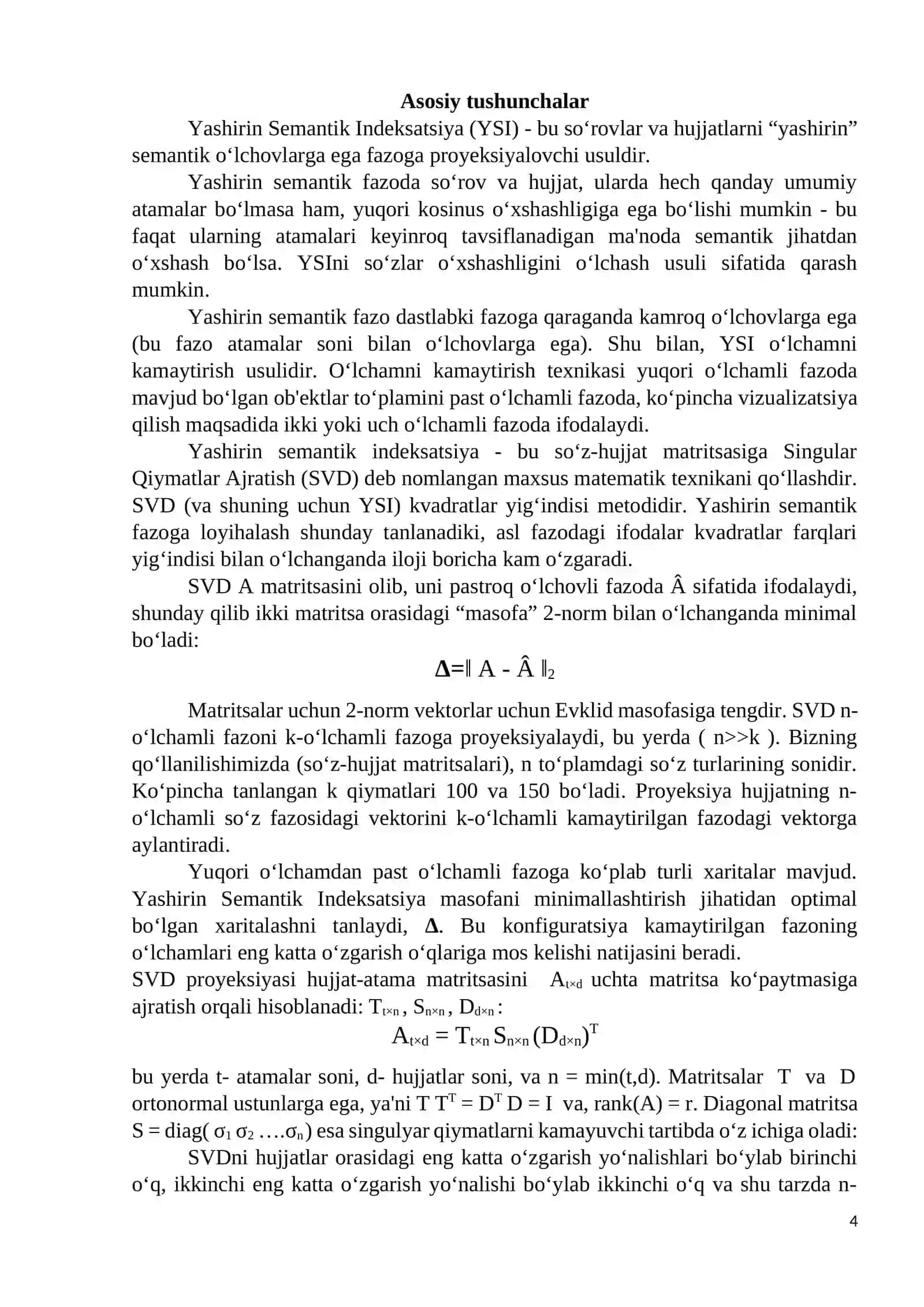 Yashirin semantik indekslash (LSI) 4