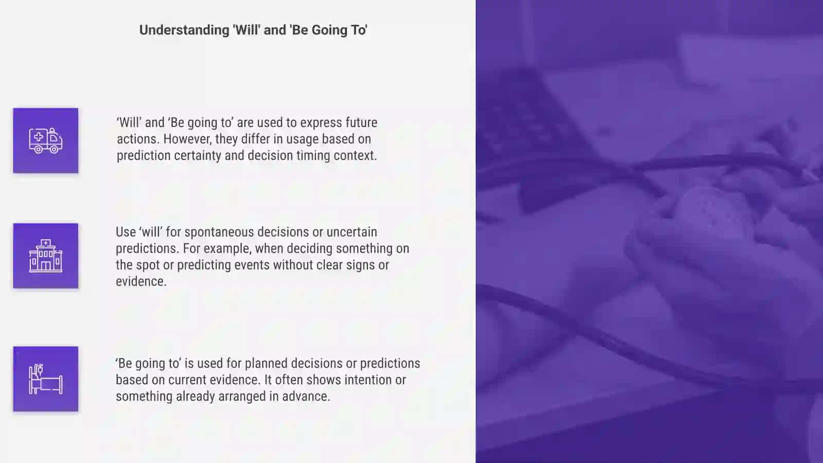 Future Tenses: 'Will' and 'Be Going To' 4