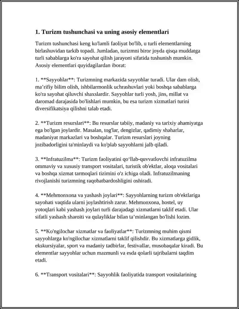 TURIZM SANOATINING UMUMIY TUSHUNCHASI VA RIVOJLANISHI 4