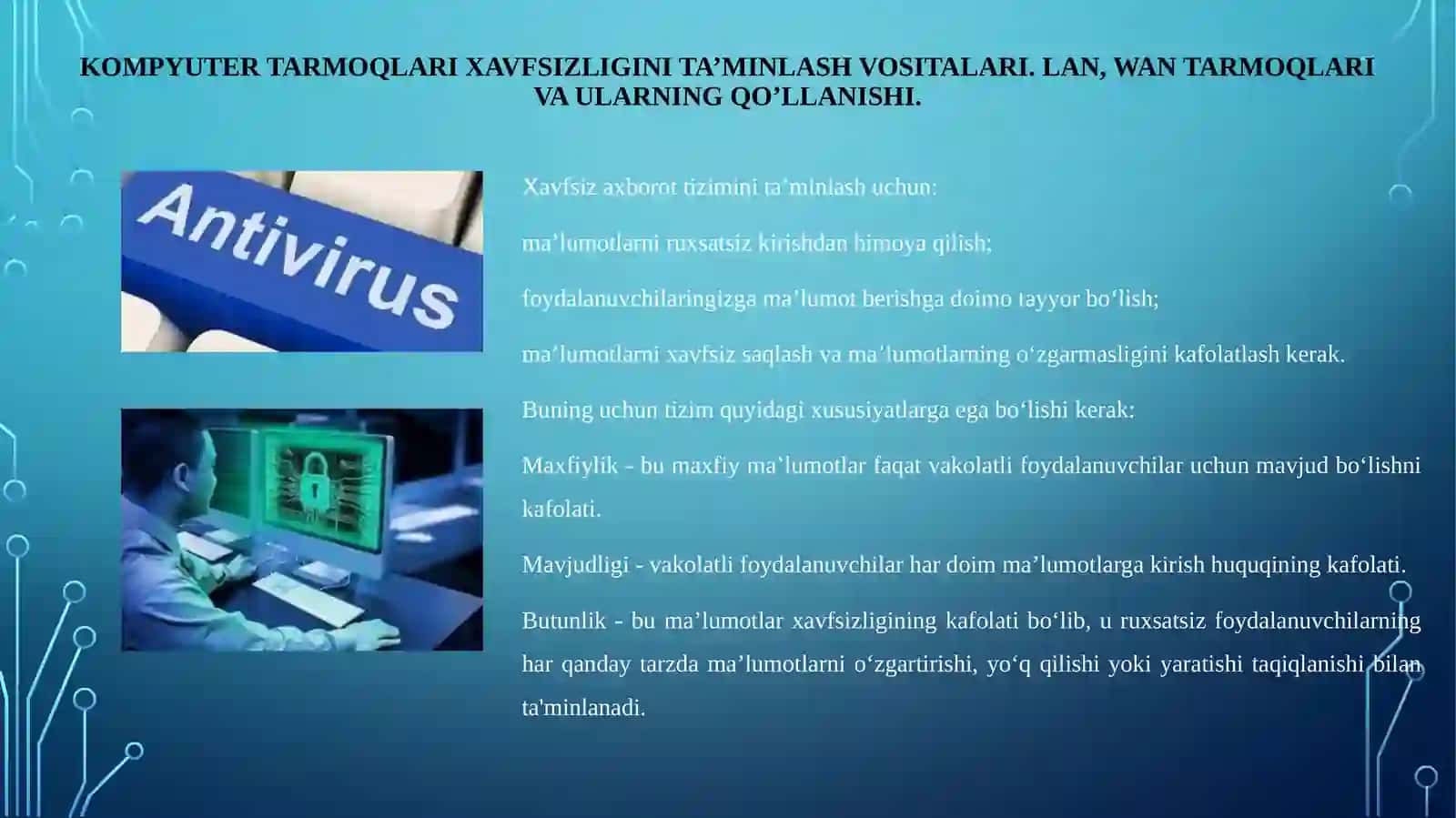 Kompyuter tarmoqlariga ruxsatsiz ulanish. Tarmoqda ishlash qoidalarini buzish 4