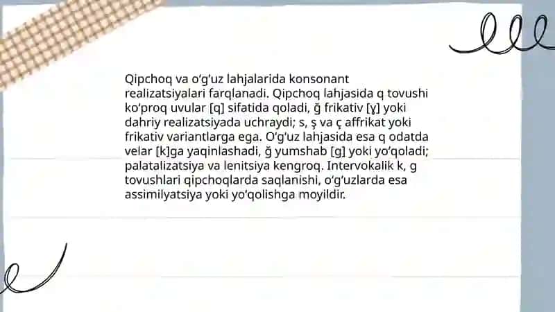 Oʼzbek tilining qipchoq va oʻgʻuz lahjasiga xos dialektal xususiyatlari 4