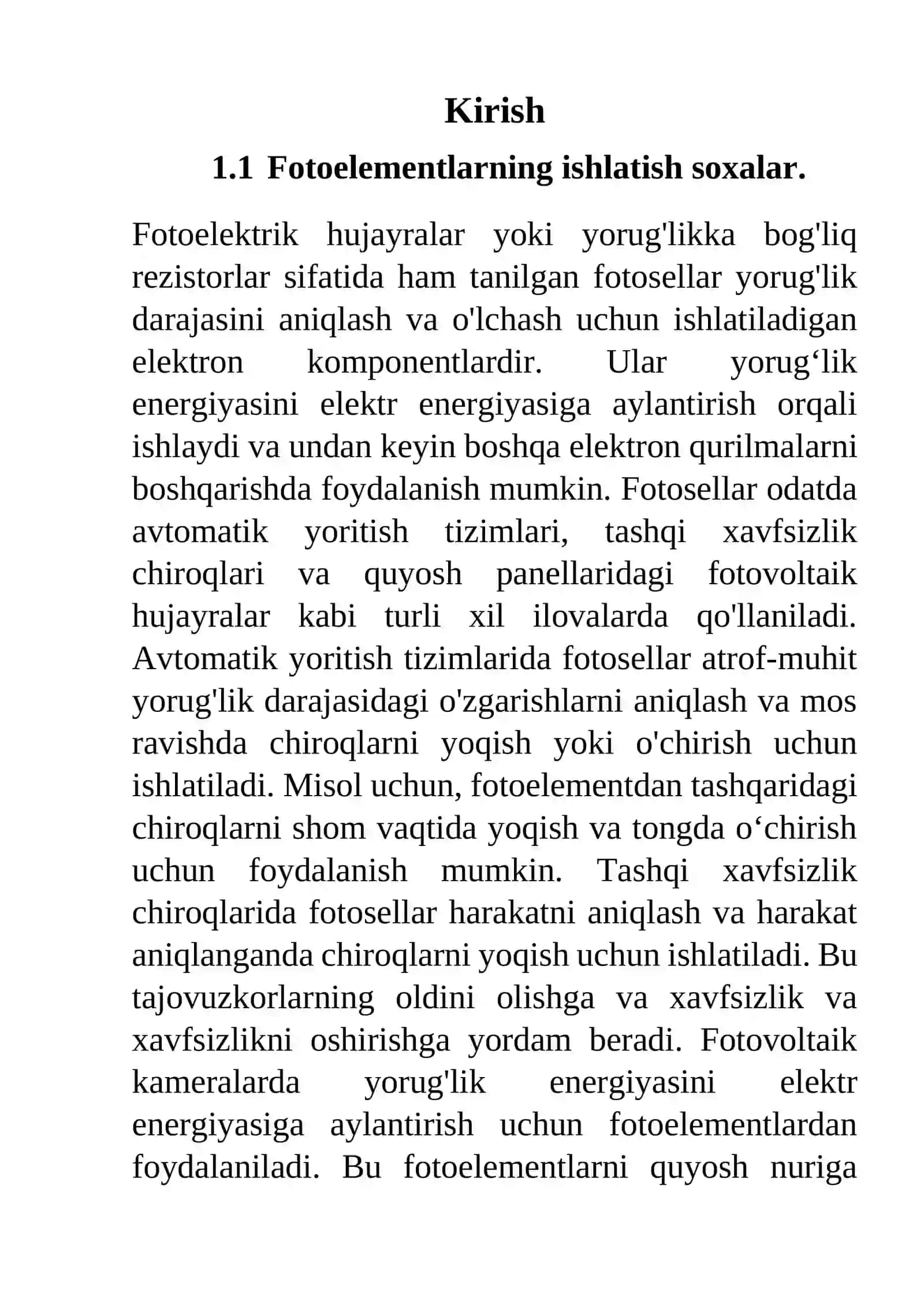 Fotoelektrik datchiklar qo’llanilishi KURS ISHI 4