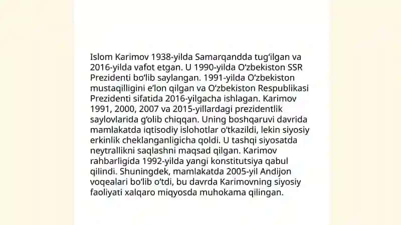 Islom Karimovning hayot tarixi 4
