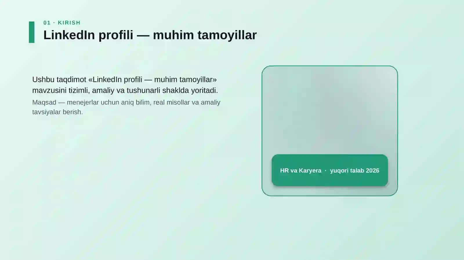 LinkedIn profili — muhim tamoyillar 4