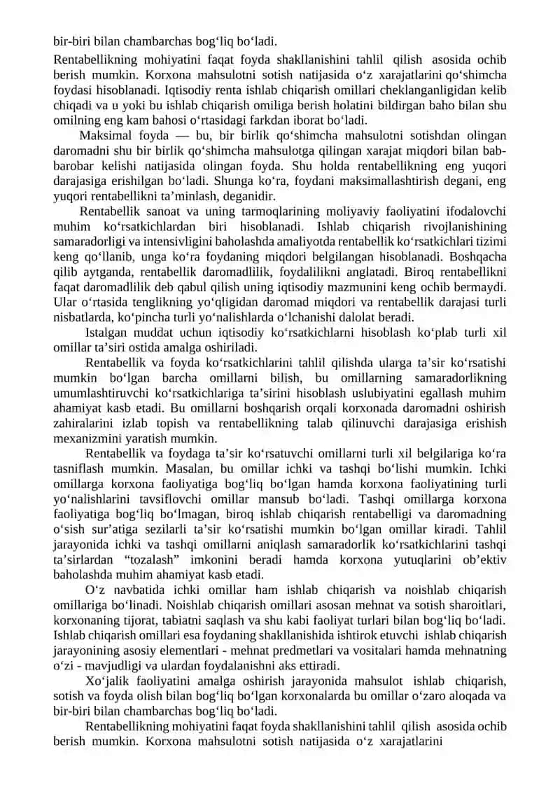 FOYDA VA RENTABELLIK 4
