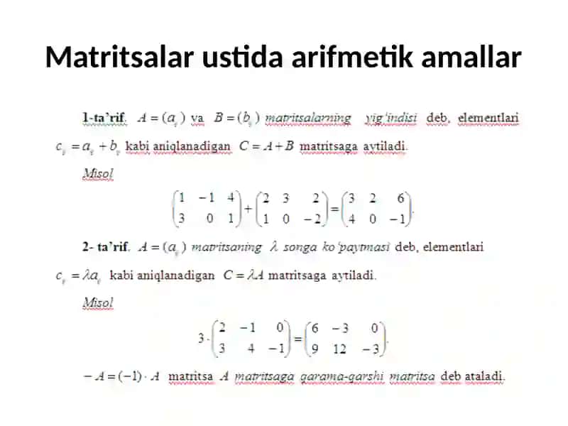 Matritsa va uning turlari 4