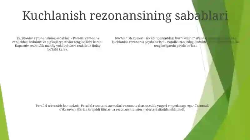 Kuchlanish Rezonansi.Parallel Tebranish Konturlari 4