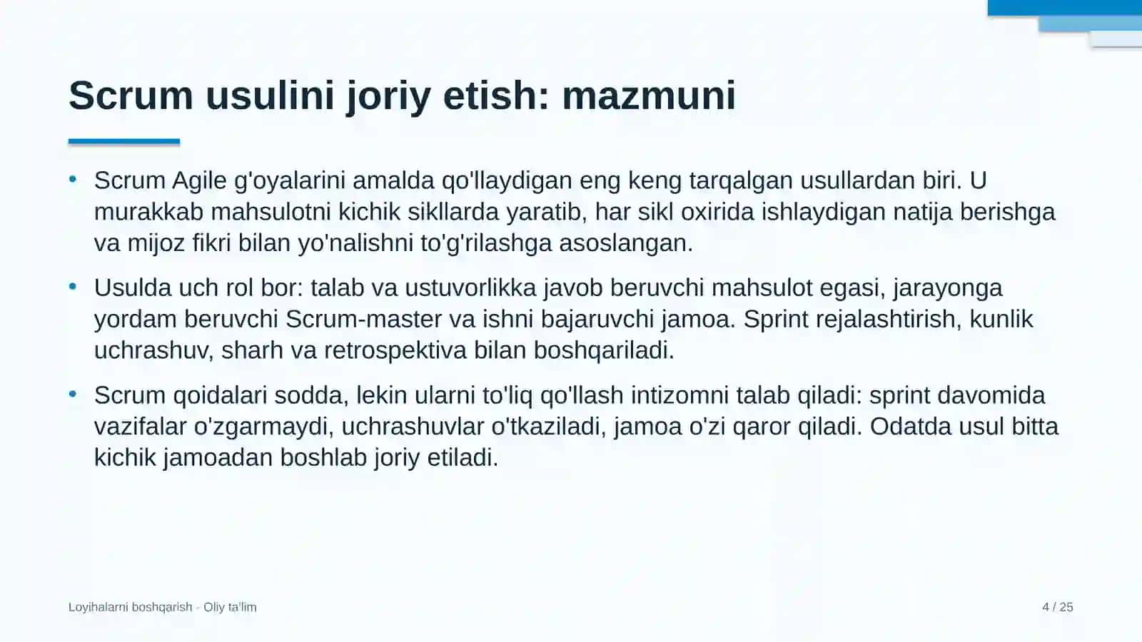 Geoaxborot tizimlarida Scrum usulini joriy etish 4