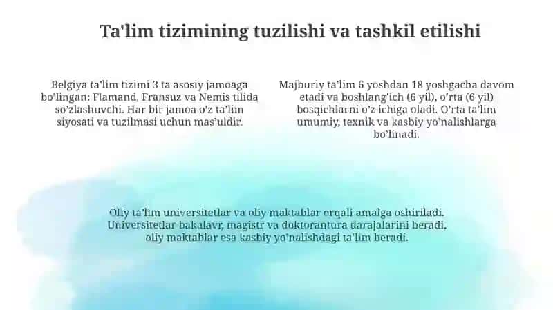 Zamonaviy Belgiya ta'lim tizimi 4