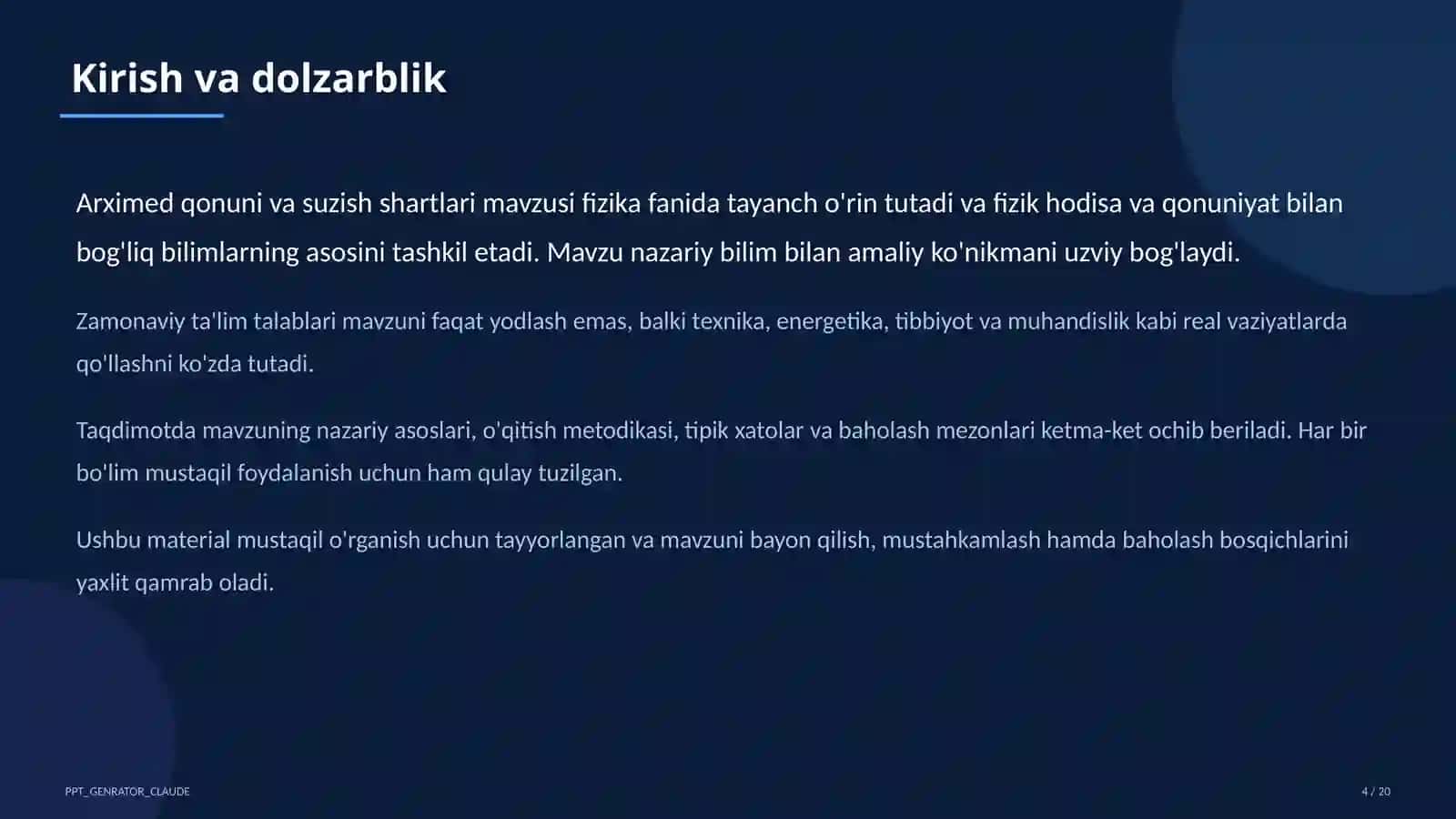 Arximed qonuni va suzish shartlari (7-sinf) 4