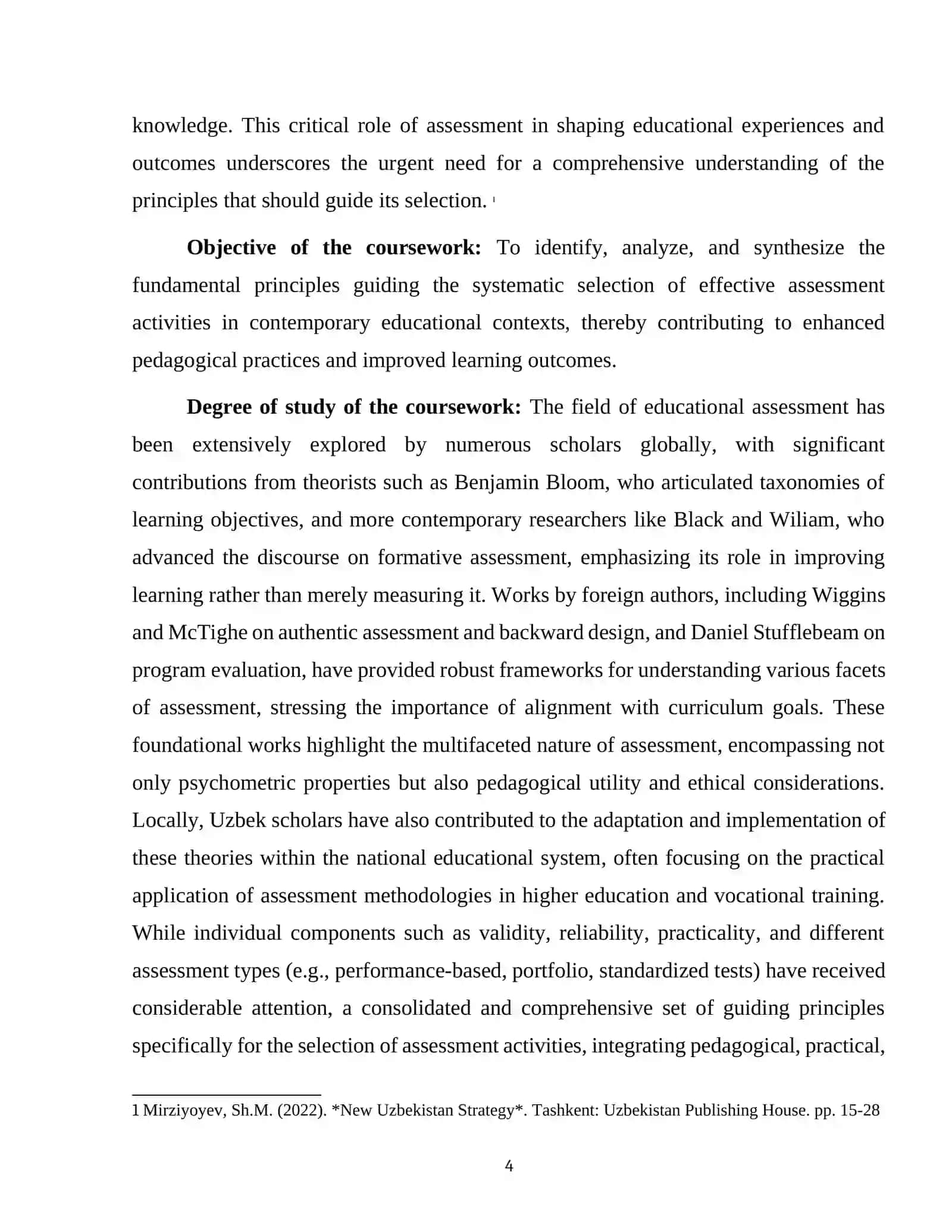 Coursework "Principles for Choosing Assessment Activities" 4