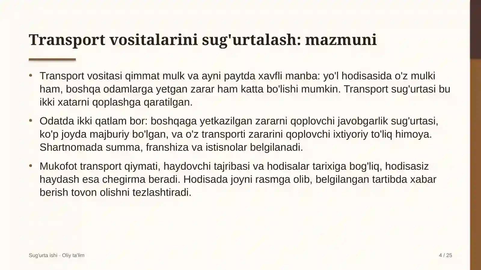 Savdo uylarida transport vositalarini sug'urtalash 4