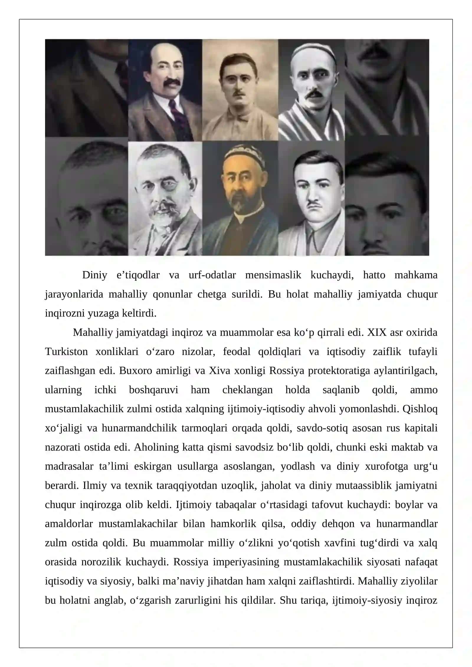 XIX asr oxiri – XX asr boshida Turkistonda jadidchilik harakatining shakllanishi va uning ijtimoiy-ma’naviy omillari 4