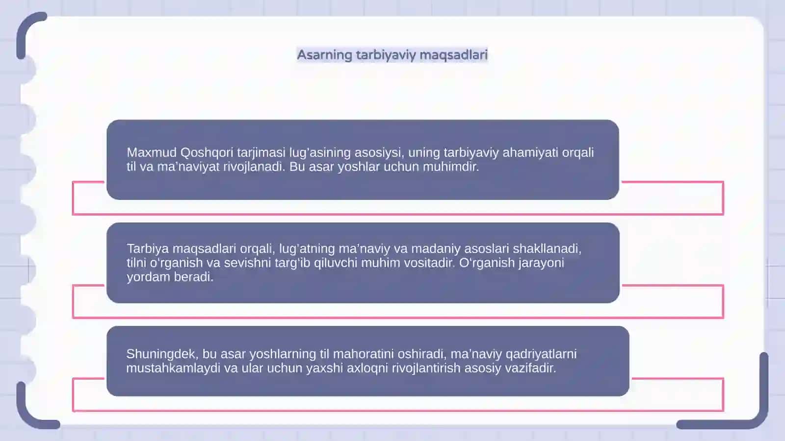 Maxmud Qoshqorining devonu lug’atatur asarining tarbiyaviy axamiyati 4