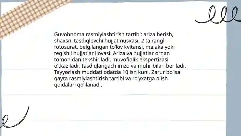 Guvohnoma va Yo'riqnoma 4