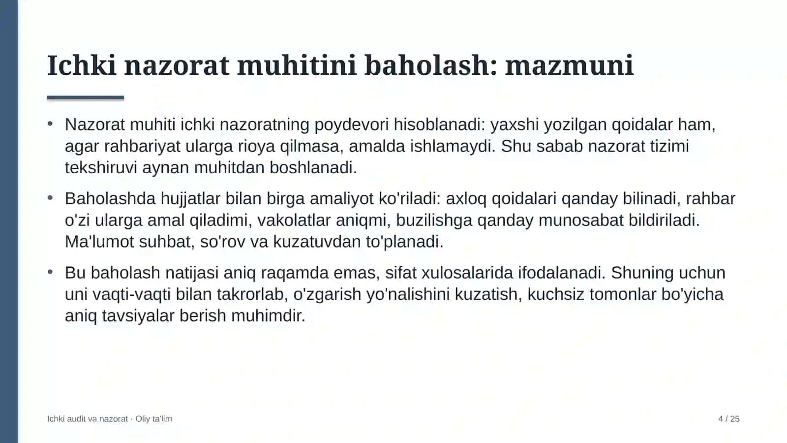 Texnikumlarda ichki nazorat muhitini baholash 4