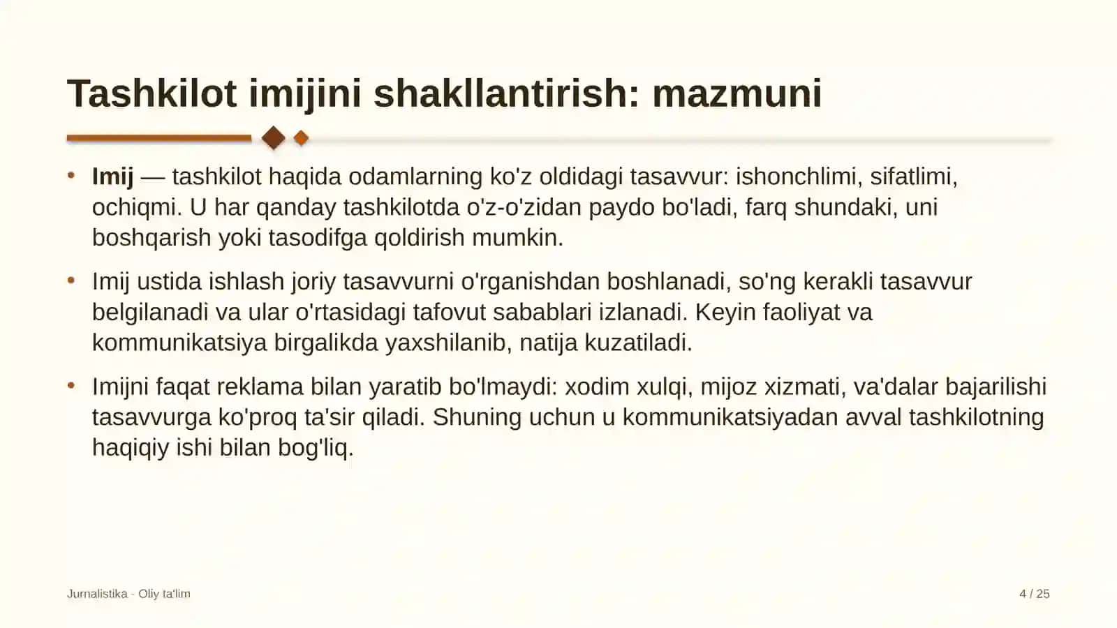 Ichki turizmda tashkilot imijini shakllantirish 4