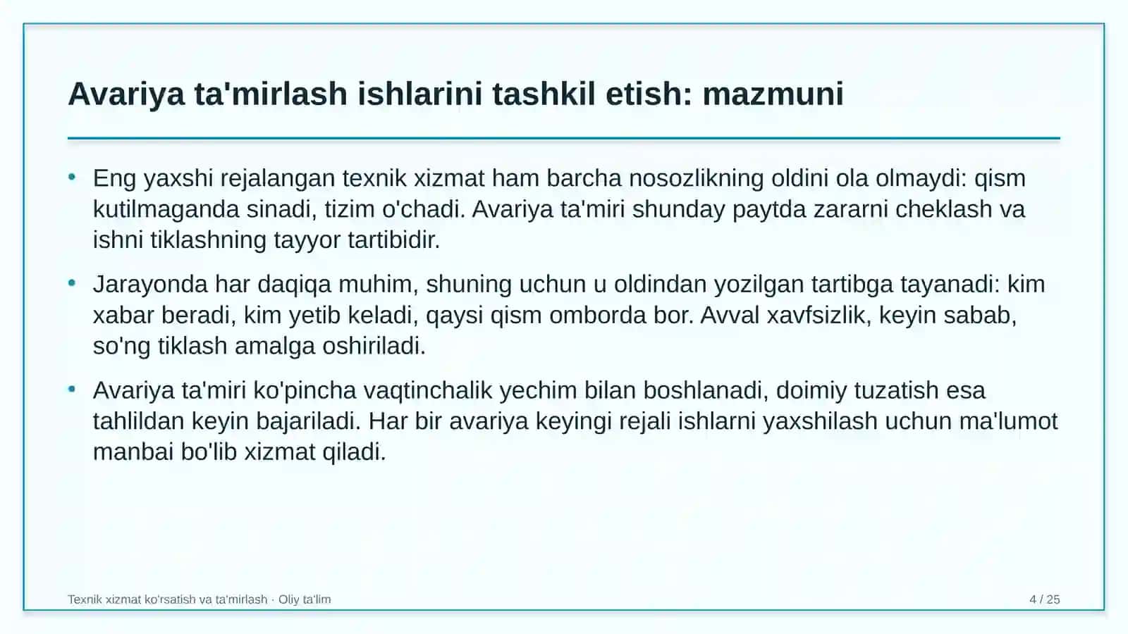 Agrokimyo xizmatida avariya ta'mirlash ishlarini tashkil etish 4