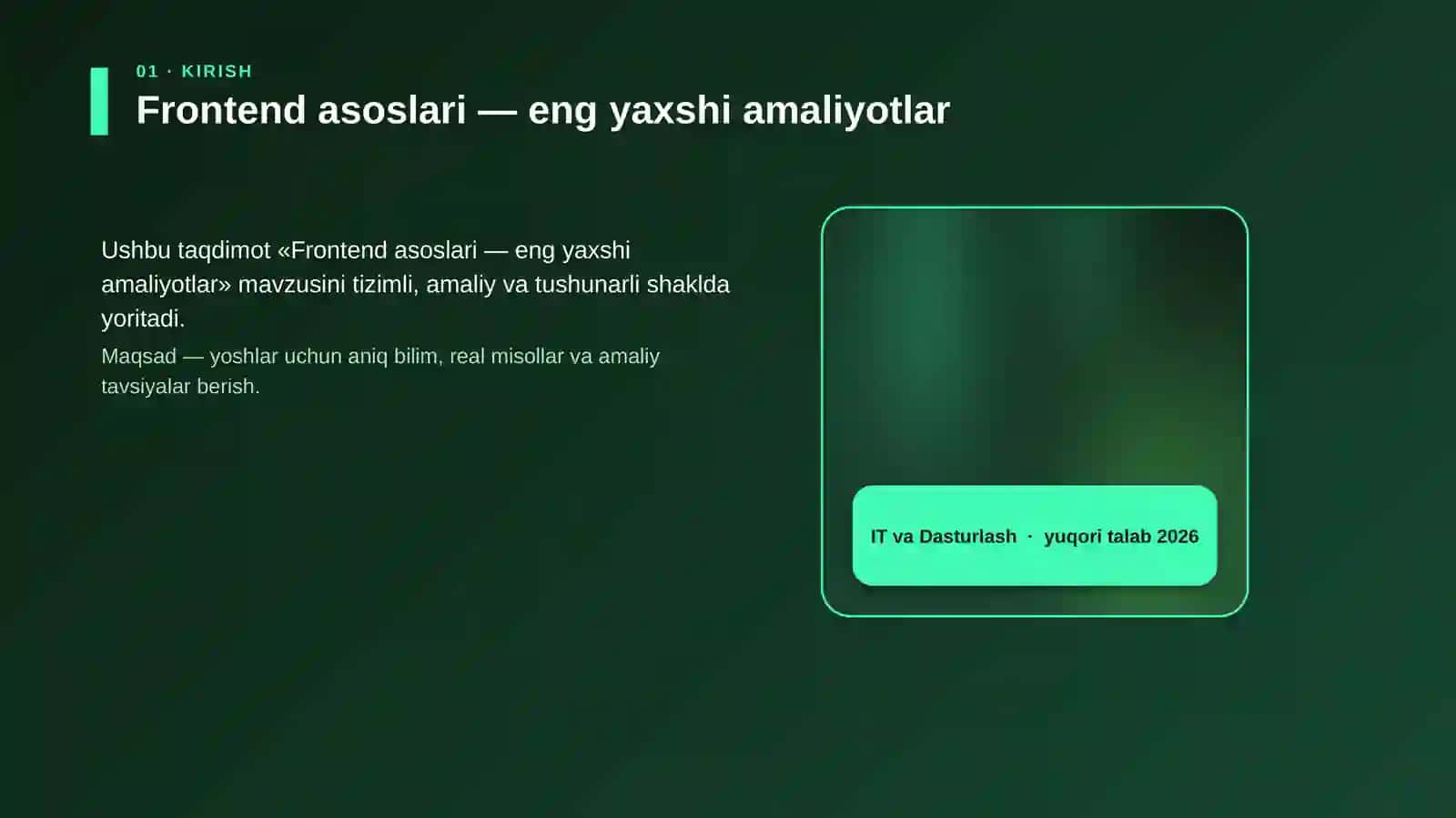 Frontend asoslari — eng yaxshi amaliyotlar 4