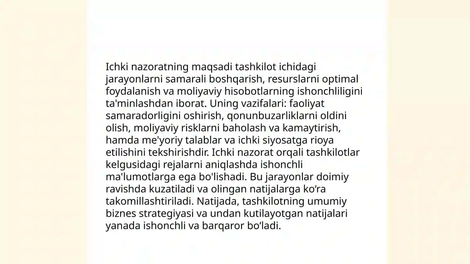 Audit fanini ichki nazorat tizimining maqsad va vazifalari 4