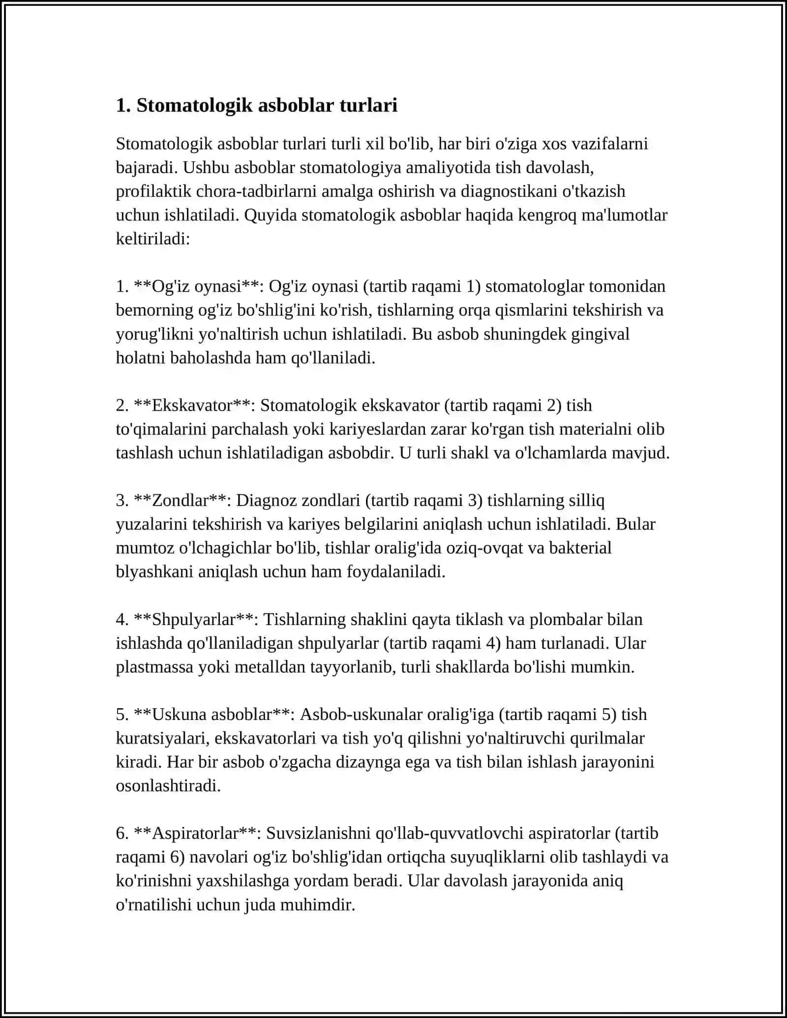 Stomatologiyada ishlatiladigan asboblar va sanitarka vazifalari 4