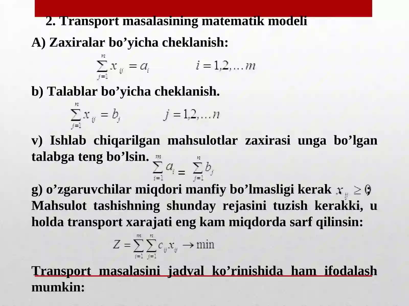 Chiziqli programmalashtirish masalasining yechilishi 4