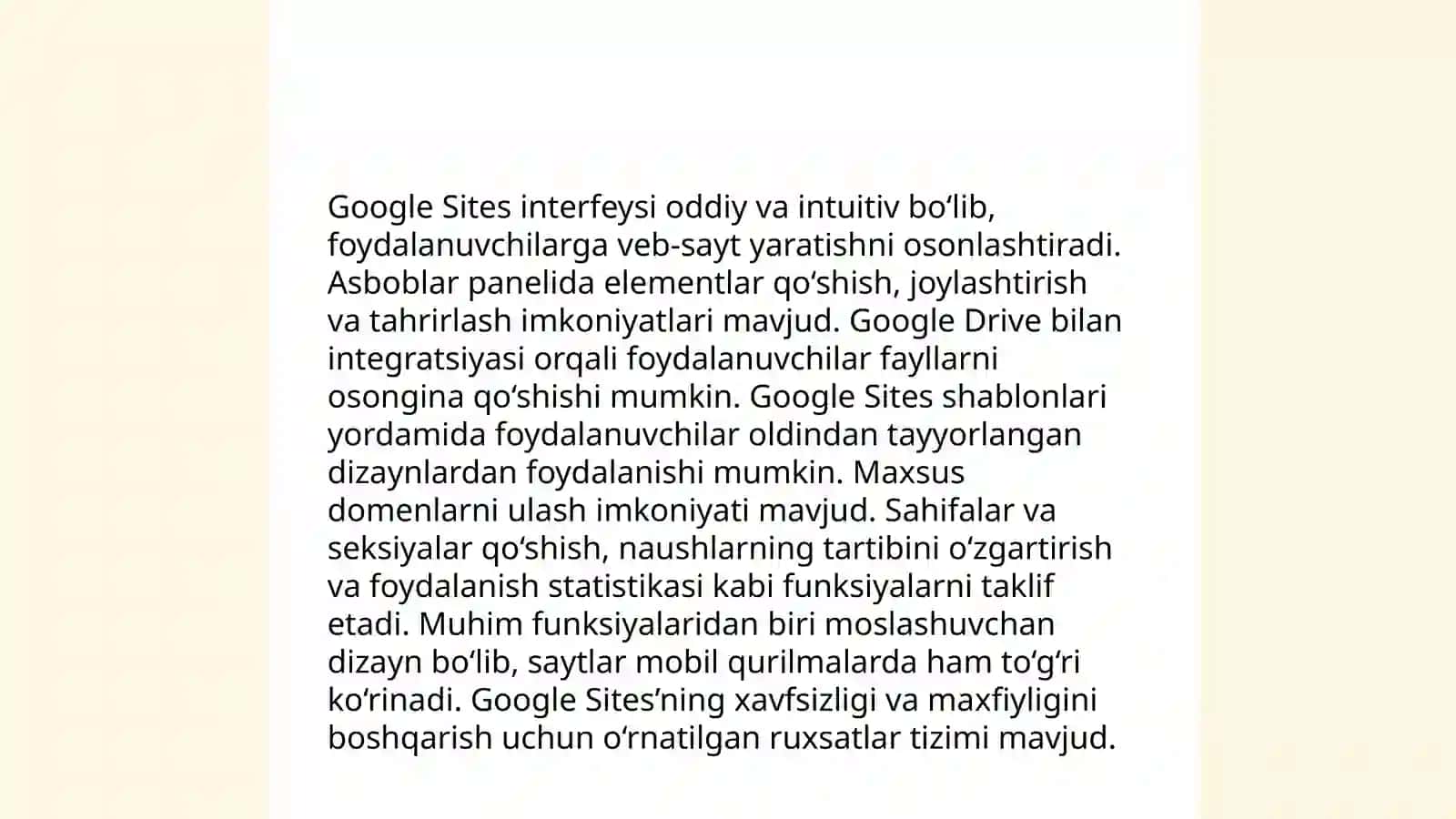 Google Sites-da veb-sahifa yaratish 4
