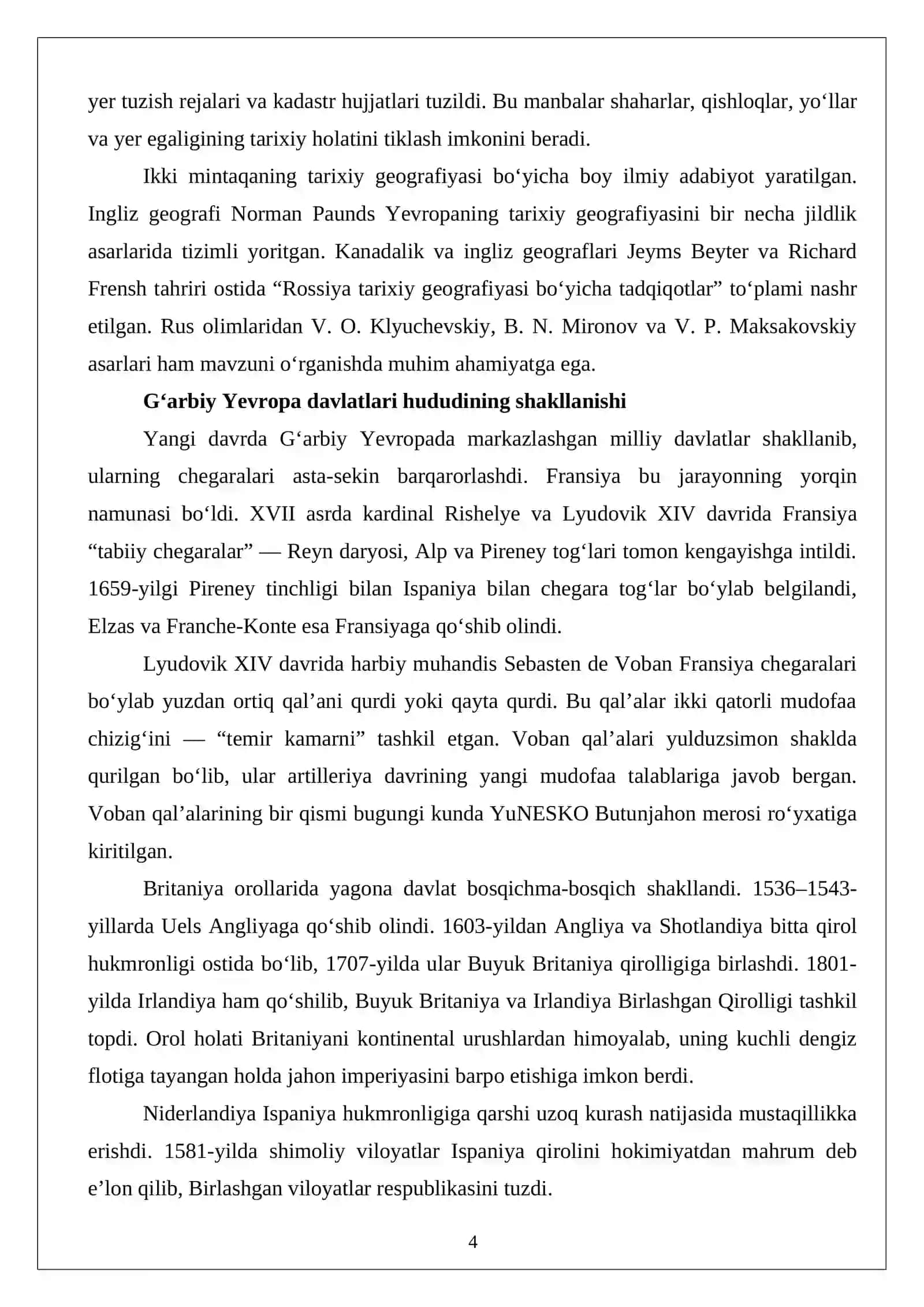 G‘arbiy Yevropa va Rossiyaning tarixiy geografiyasi 4