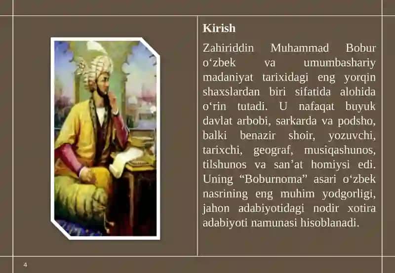 Zahiriddin Muhammad Bobur hayoti 4